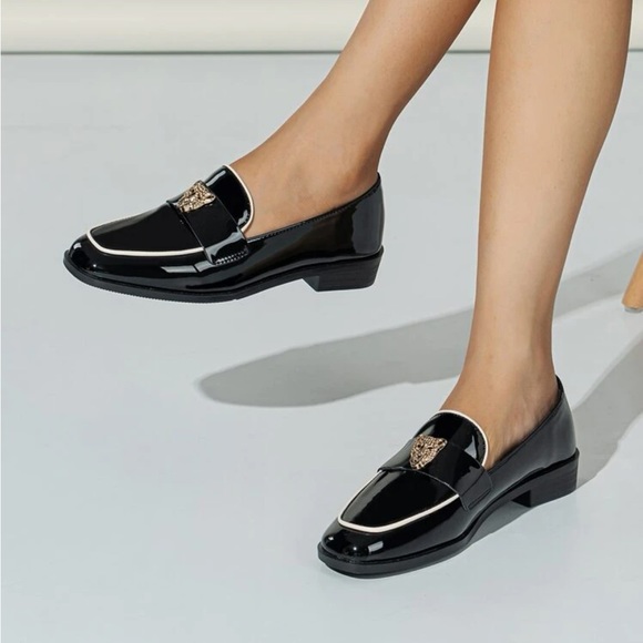 Leopard Decor Square Toe Flat Loafers - Picture 4 of 6